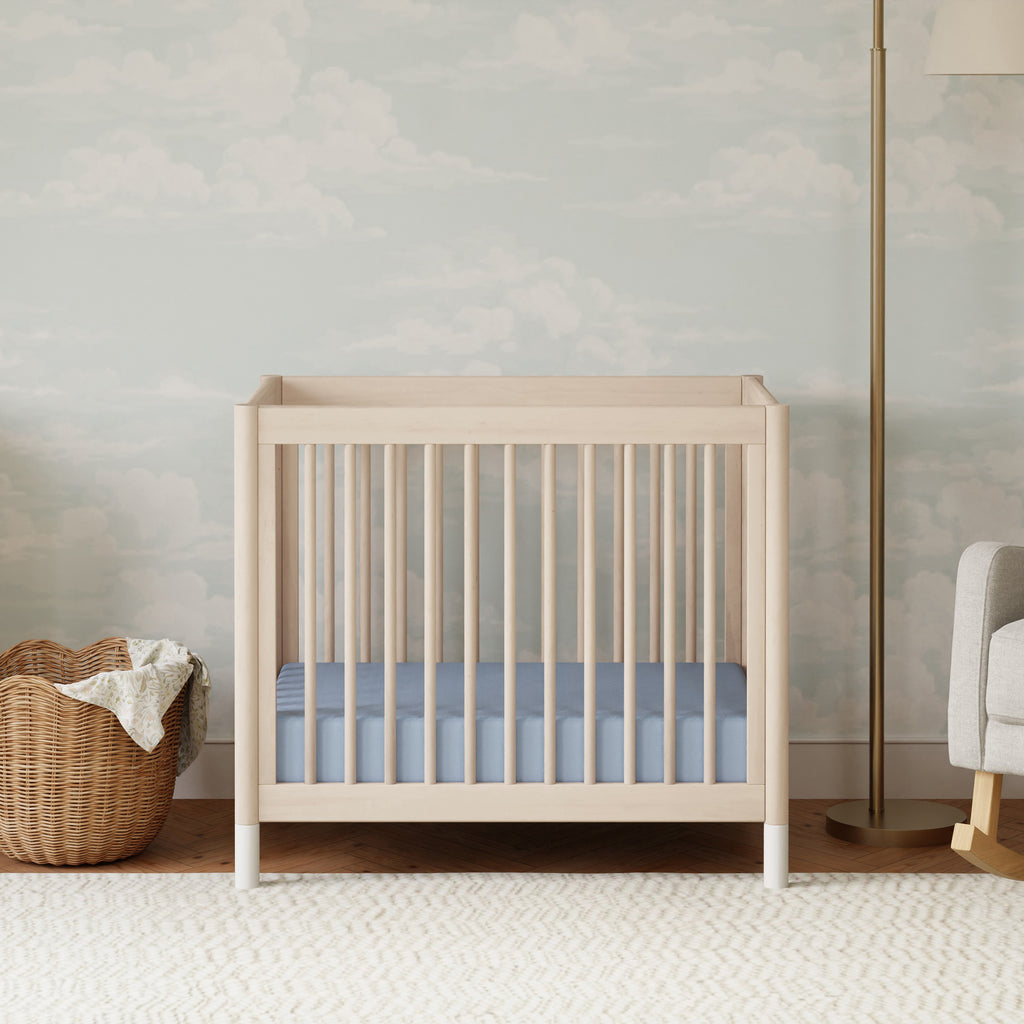 M12998NXW,Babyletto,Gelato 4-in-1 Convertible Mini Crib and Twin bed in Washed Natural Finish w/White Feet