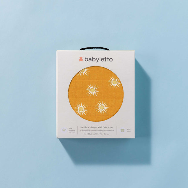 T26933,Babyletto,Golden Hour Muslin All-Stages Midi Crib Sheet in GOTS Certified Organic Cotton