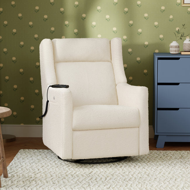 M11283PWB,Babyletto,Kiwi Deluxe Power Glider Recliner w/Heat&Massage in Performance Ivory Boucle