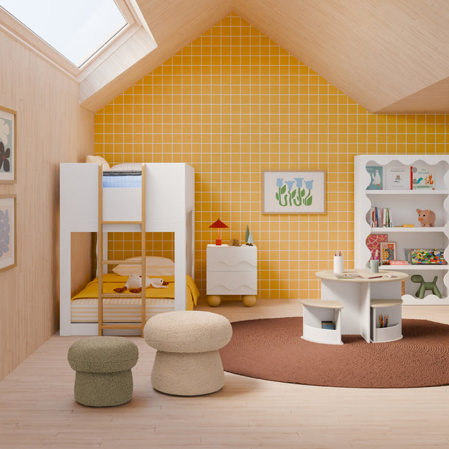 M31685CSG,Babyletto Kids,Mushroom Pouf in Chai Shearling