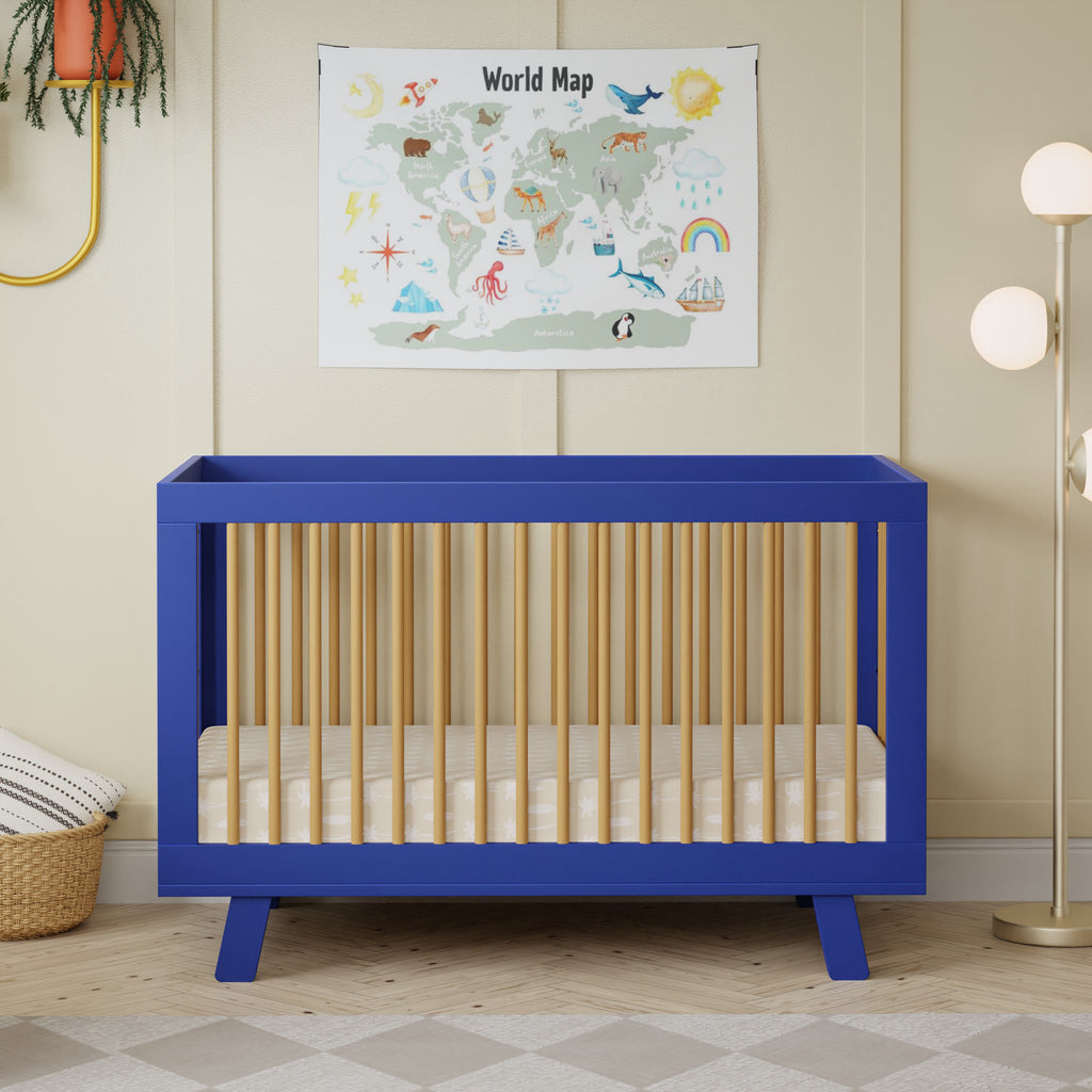 M4201CBTHY,Babyletto,Hudson 3-in-1 Convertible Crib w/Toddler Bed Conversion Kit in Cobalt/Honey