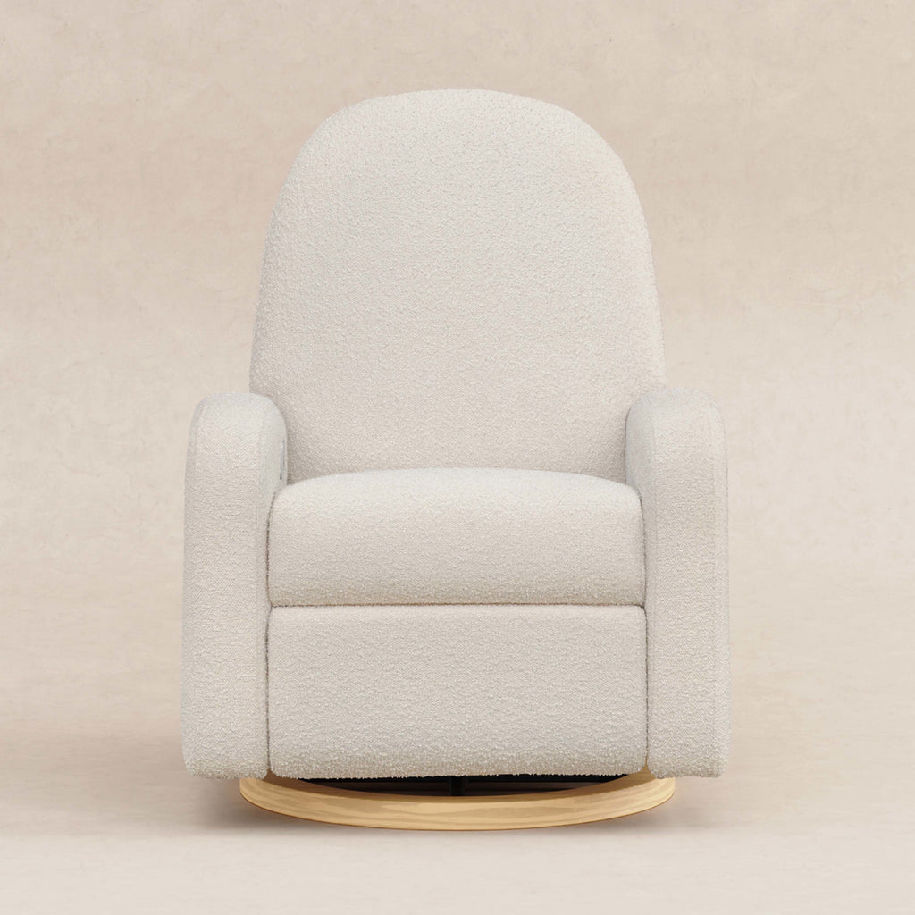 M23188WBLB,Babyletto,Nami Glider Recliner w/ Electronic Control and USB in Ivory Boucle w/Light Wood Base