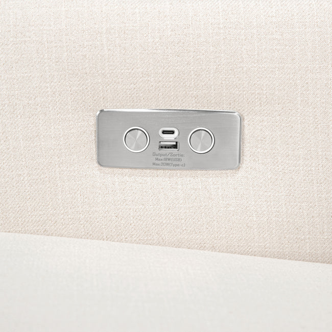 M11288PNETLB,Babyletto,Kiwi Glider Recliner w/ Electronic Control and USB in Performance Natural Eco-Twill w/Light Wood Bas