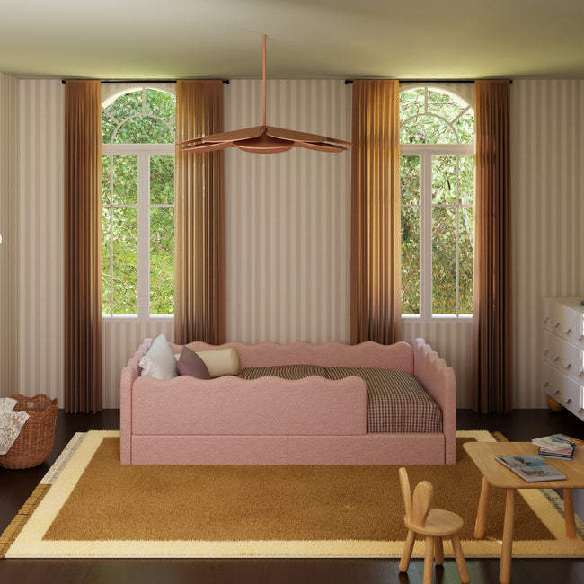 M31376PRSB,Babyletto Kids,Rizo Montessori-Inspired Twin Bed in Performance Rose Boucle