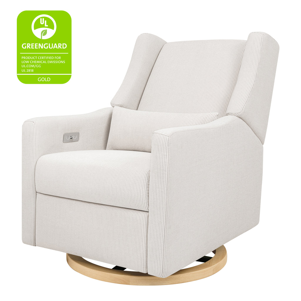 M11288FCSLB,Babyletto,Kiwi Glider Recliner w/ Electronic Control and USB in Fog Chatham Stripe Performance Eco-Weave w/LB