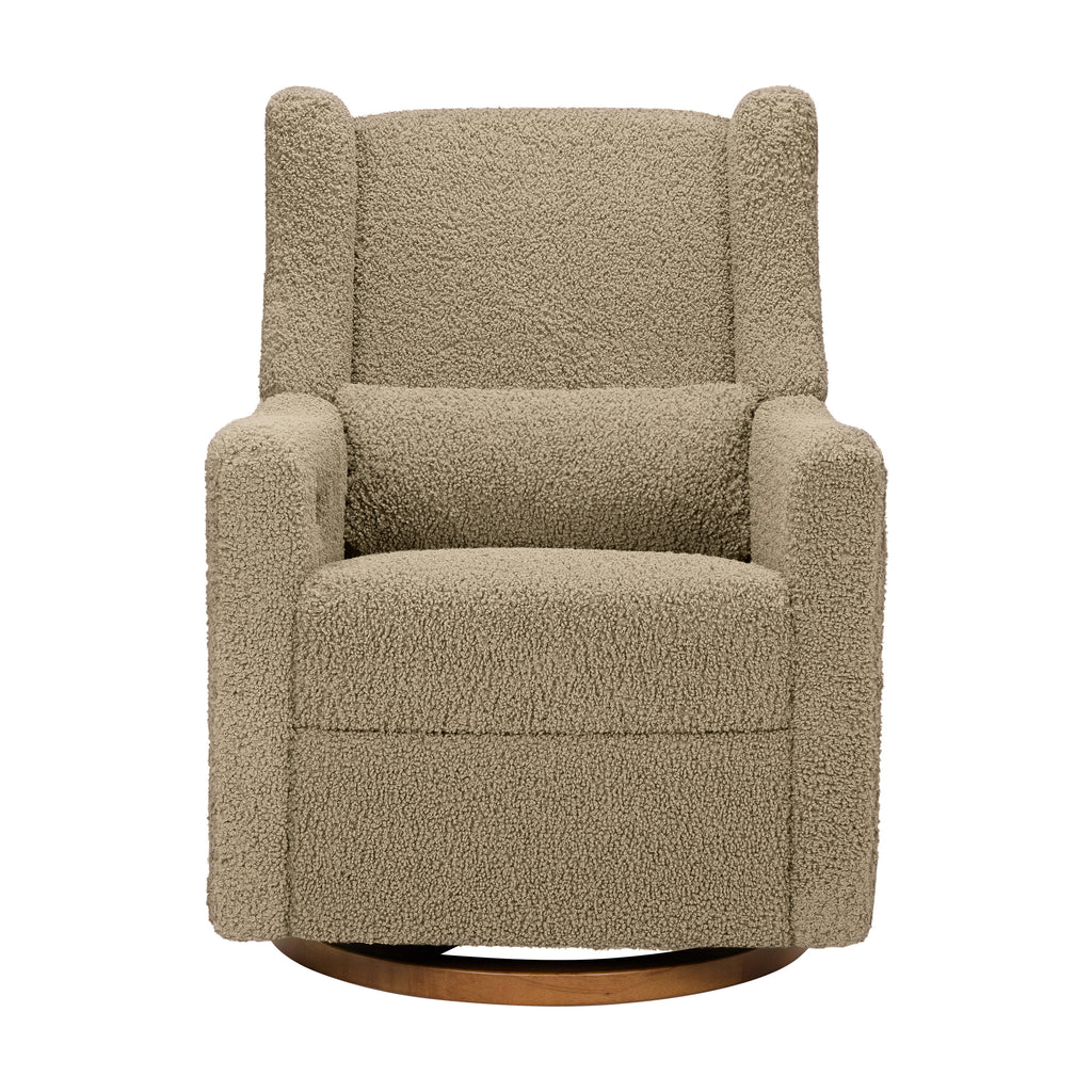 M11288LTDB,Kiwi Glider Recliner w/ Electronic Control and USB in Latte Teddy Loop w/ Dark Wood Base