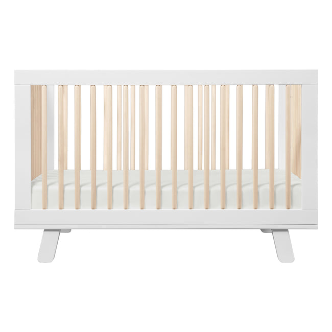 M4201WNX,Babyletto,Hudson 3-in-1 Convertible Crib w/ToddlerBedConversion Kit in White/Washed Natural