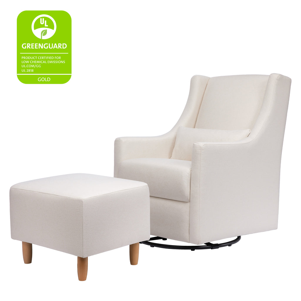 M11287PCMEW,Babyletto,Toco Swivel Glider and Ottoman in Performance Cream Eco-Weave w/Natural Feet