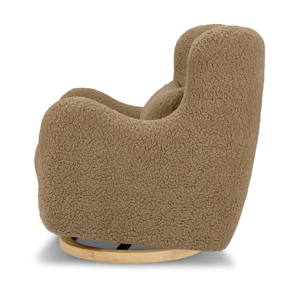 M24187CTSLB,Nursery Works,Solstice Swivel Glider in Cortado Shearling w/ Light Wood Base