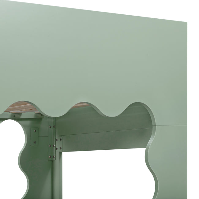 M31171LSHY,Babyletto Kids,Lido Wave Low Loft Twin Bed in Light Sage and Honey