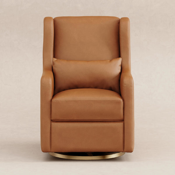 M22187TANG,Babyletto,Wally Swivel Glider in Tan Vegan Leather w/Gold Base