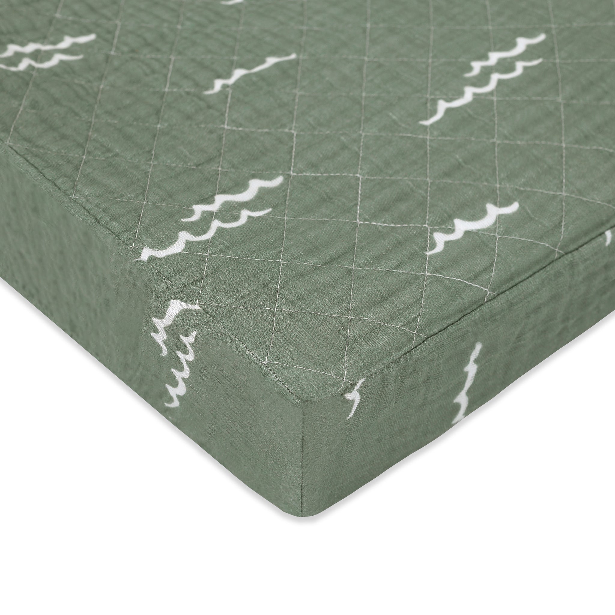 Bacati - Floral Quilted Muslin Changing Pad Cover Aqua