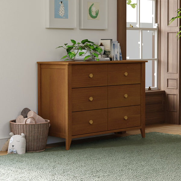 M10326CTN,Babyletto,Sprout 6-Drawer Double Dresser in Chestnut and Natural