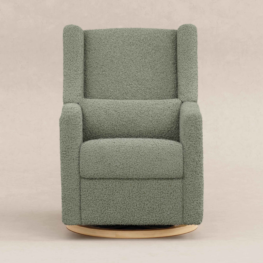 M11288STLB,Babyletto,Kiwi Glider Recliner w/ Electronic Control and USB in Sage Teddy Loop w/ Light Wood Base