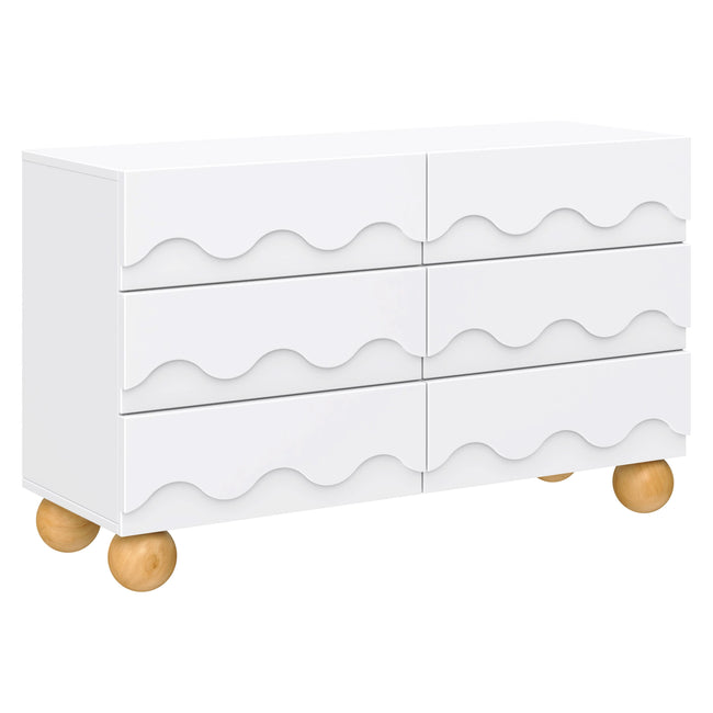M31116WHY,Babyletto Kids,Lido Wave 6-Drawer Assembled Dresser in White and Honey