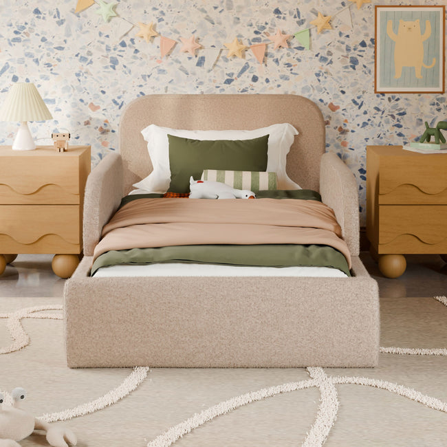 M32099CSG,Babyletto Kids,Upholstered Twin/Full Bed Guardrail in Chai Shearling