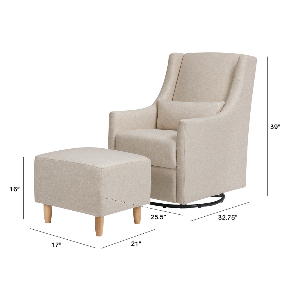 M11287PBEW,Babyletto,Toco Swivel Glider and Ottoman in Performance Beach Eco-Weave