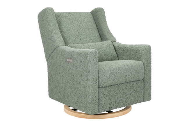 M11288STLB,Babyletto,Kiwi Glider Recliner w/ Electronic Control and USB in Sage Teddy Loop w/ Light Wood Base