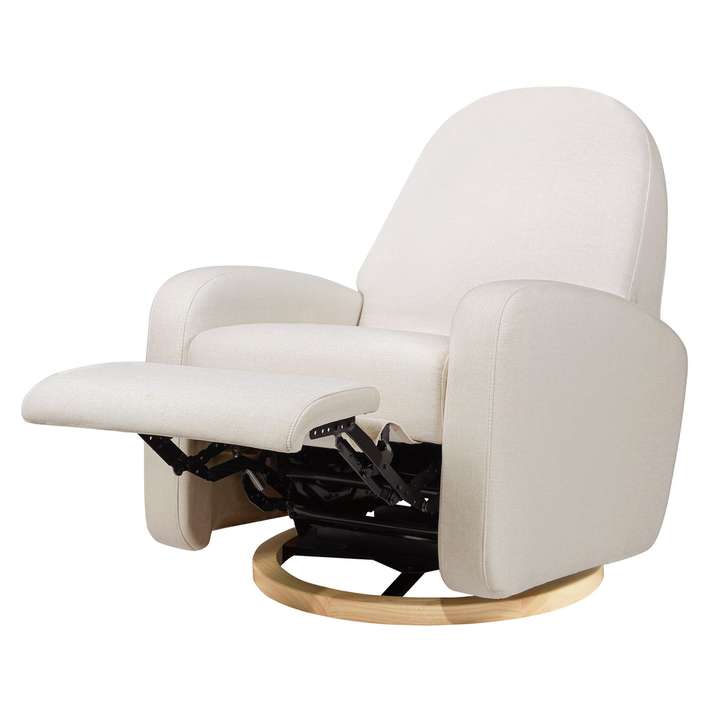 M23187PCMEWLB,Nami Recliner and Swivel Glider in Performance Cream Eco-Weave w/ Light Wood Base