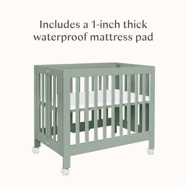 M6698LS,Babyletto,Origami Mini Crib in Light Sage