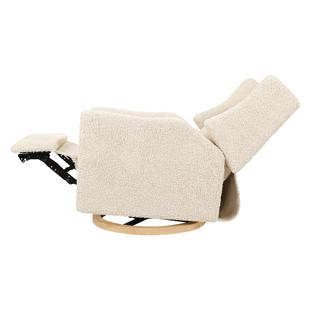 M11288ATLB,Kiwi Glider Recliner w/ Electronic Control and USB in Almond Teddy Loop w/ Light Wood Base