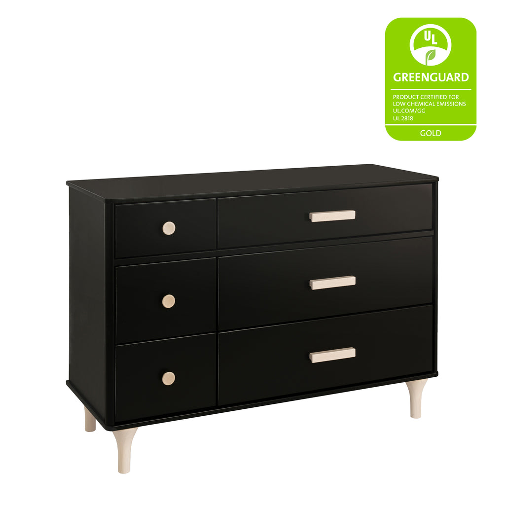 M9016BNX,Babyletto,Lolly 6-Drawer Double Dresser  Assembled in Black/Washed natural