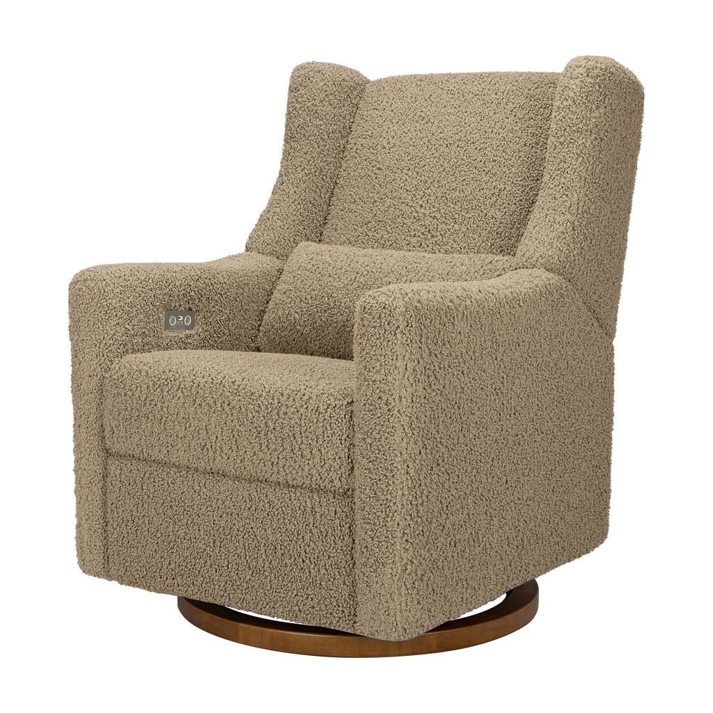 M11288LTDB,Babyletto,Kiwi Glider Recliner w/ Electronic Control and USB in Latte Teddy Loop w/ Dark Wood Base