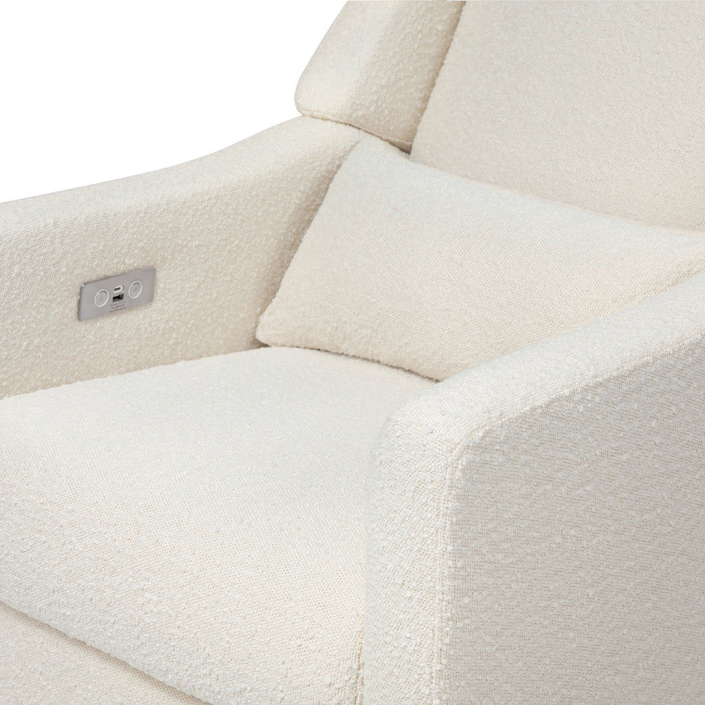 M11288WBG,Kiwi Glider Recliner w/ Electronic Control and USB in Ivory Boucle w/Gold Base