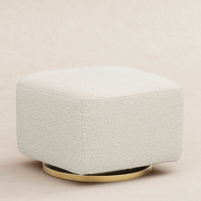 M26385WBG,Kiwi Gliding Ottoman in Ivory Boucle w/ Gold Base