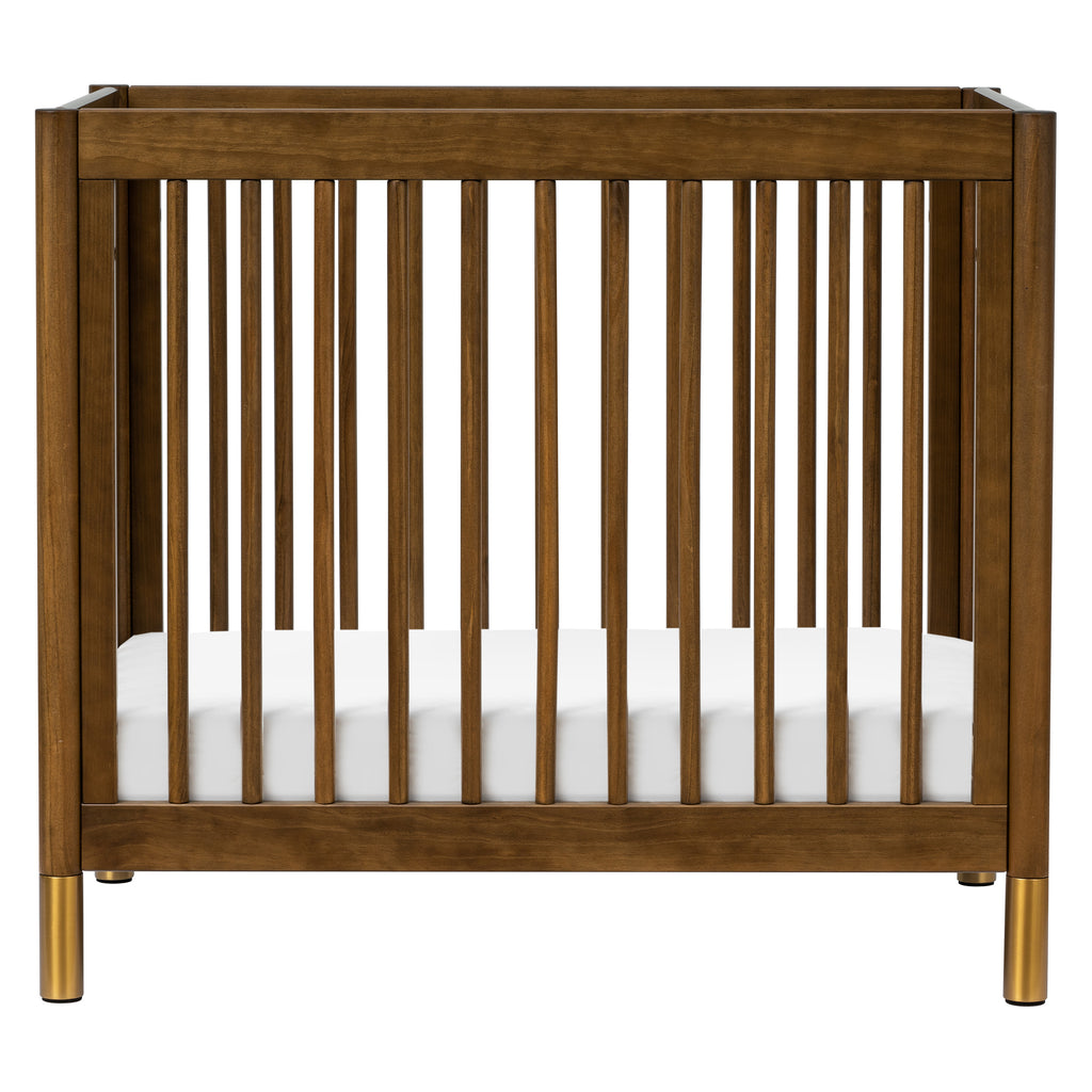 M12998NLGLD,Babyletto,Gelato 4-in-1 Convertible Mini Crib and Twin bed in Natural Walnut Finish with Gold Feet