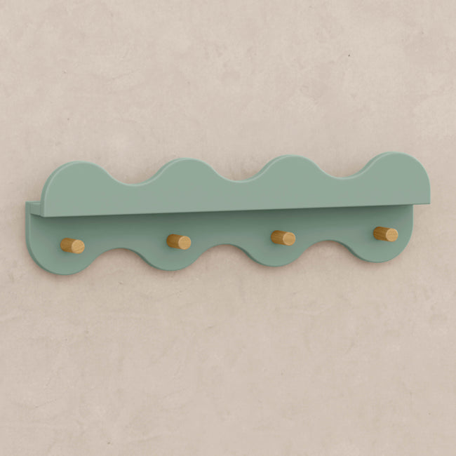 M31125LSHY,Babyletto Kids,Lido Wave Book Shelf with Hooks in Light Sage and Honey