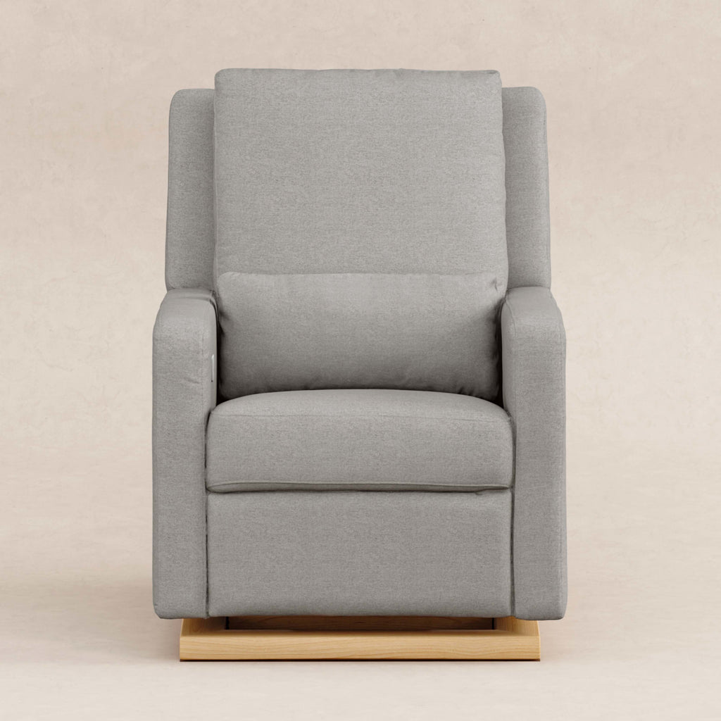 M23085PGEWLB,Babyletto,Sigi Glider Recliner w/ Electronic Control and USB in Performance Grey Eco-Weave w/Light Wood Base