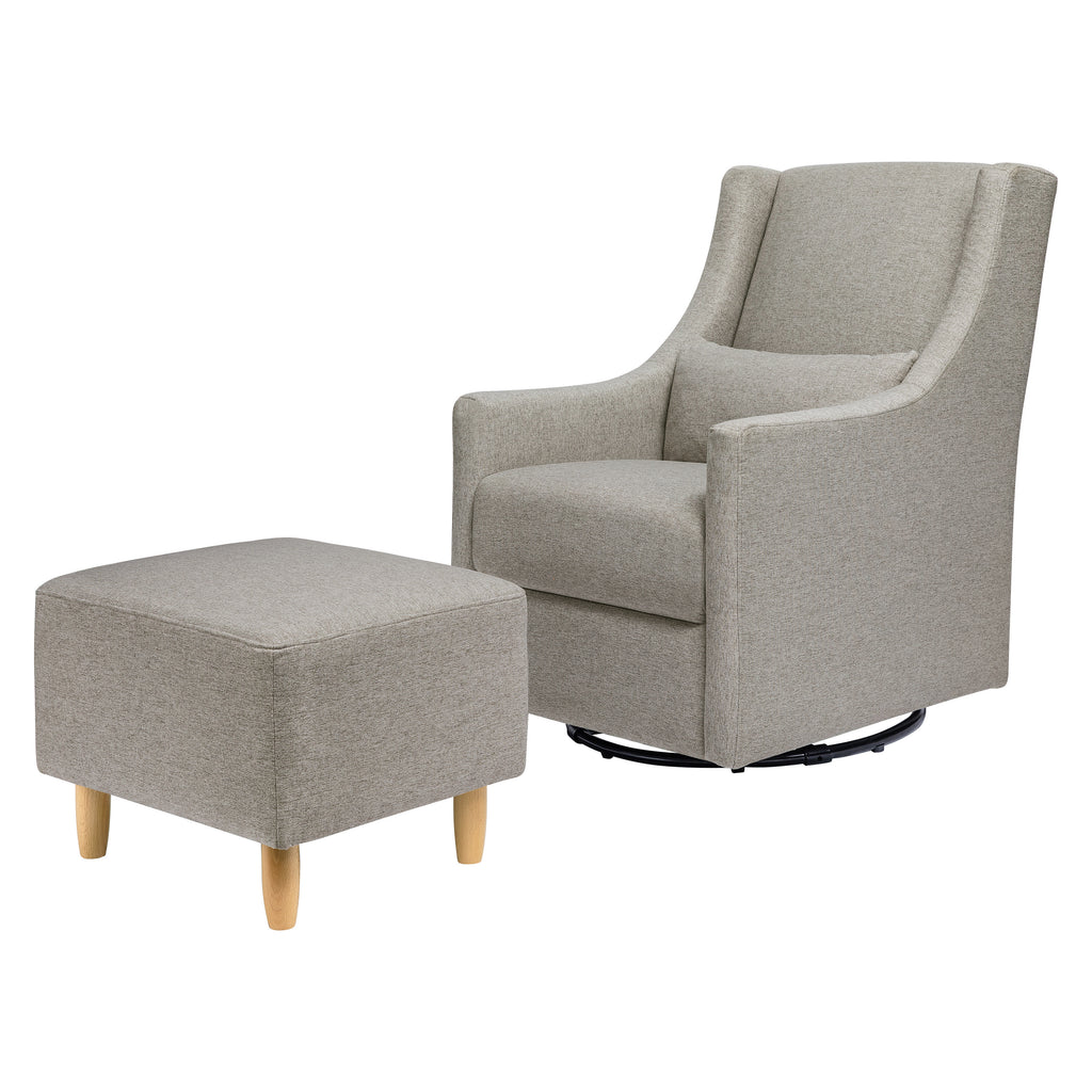 M11287PGEW,Babyletto,Toco Swivel Glider and Ottoman in Performance Grey Eco-Weave w/Natural Feet