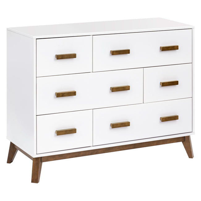 M5826WNL,Babyletto,Scoot 6-Drawer Dresser in White/Natural Walnut