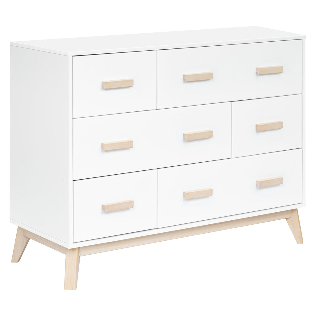 M5826WNX,Scoot 6-Drawer Dresser in White/Washed Natural