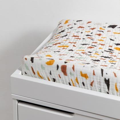 Quilted Changing Pad Cover in GOTS Certified Organic Muslin Cotton
