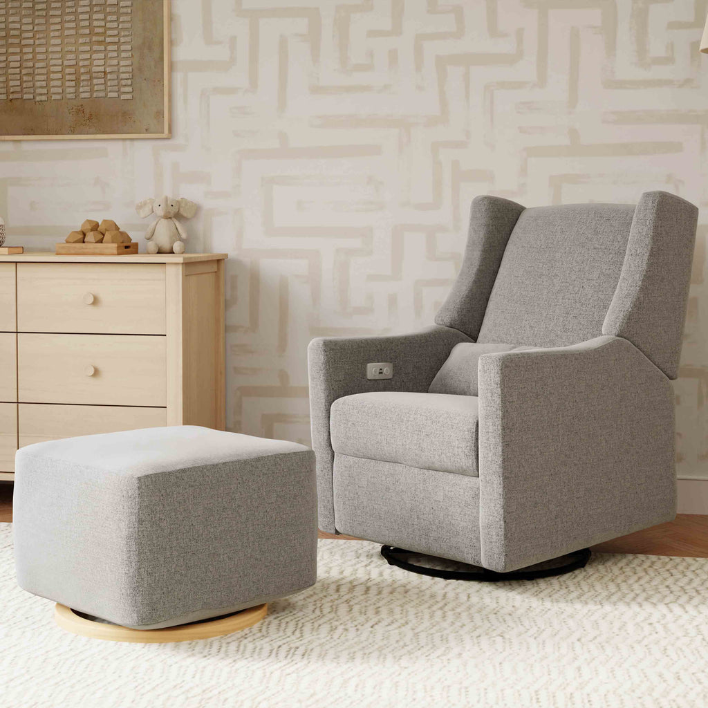 M11288PGEW,Babyletto,Kiwi Glider Recliner w/ Electronic Control and USB in Performance Grey Eco-Weave