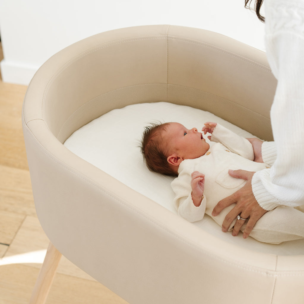 M26834GMLB,babyletto x GATHRE Capsule Bassinet in Millet