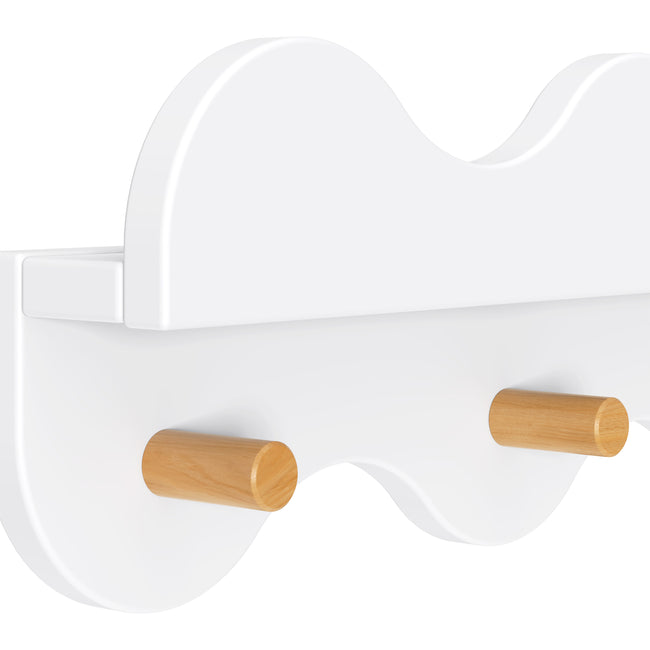 M31125WHY,Babyletto Kids,Lido Wave Book Shelf with Hooks in White and Honey