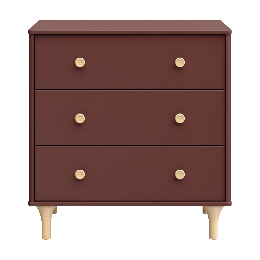 M9023CRN,Lolly 3-Drawer Changer Dresser w/Removable Changing Tray in Crimson/Natural