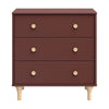 M9023CRN,Babyletto,Lolly 3-Drawer Changer Dresser w/Removable Changing Tray in Crimson/Natural