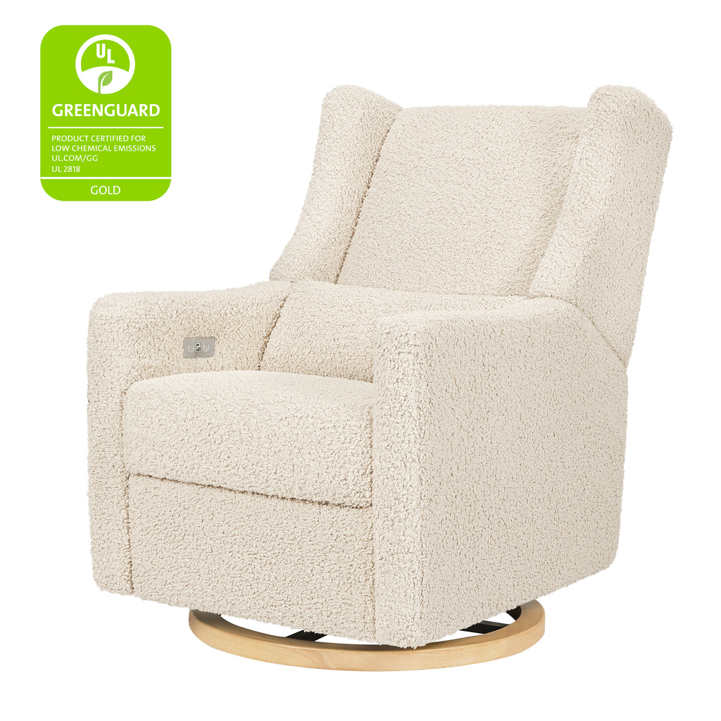 M11288ATLB,Kiwi Glider Recliner w/ Electronic Control and USB in Almond Teddy Loop w/ Light Wood Base