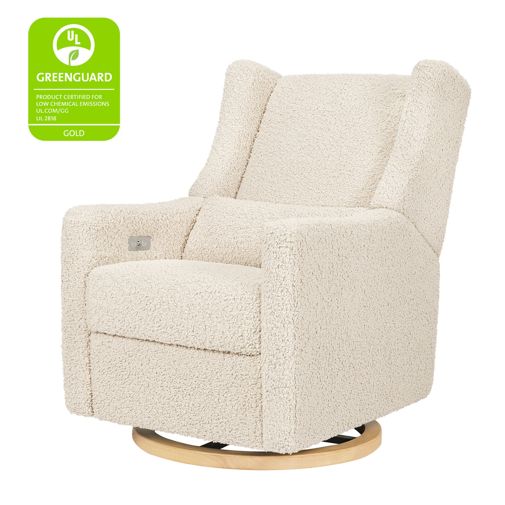 M11288ATLB,Babyletto,Kiwi Glider Recliner w/ Electronic Control and USB in Almond Teddy Loop w/ Light Wood Base