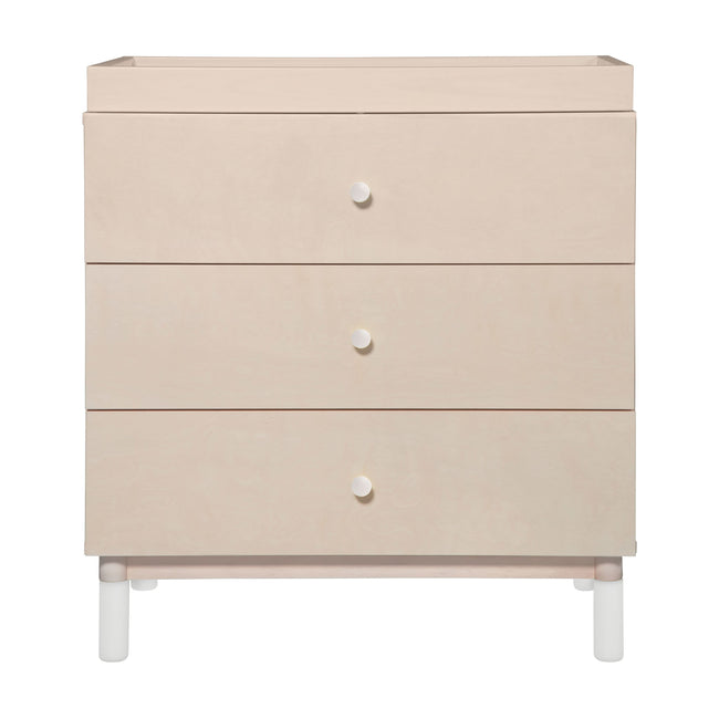 M12923NXW,Babyletto,Gelato 3-Drawer Changer Dresser  White Feet w/Removable Changing Tray in Washed Natural
