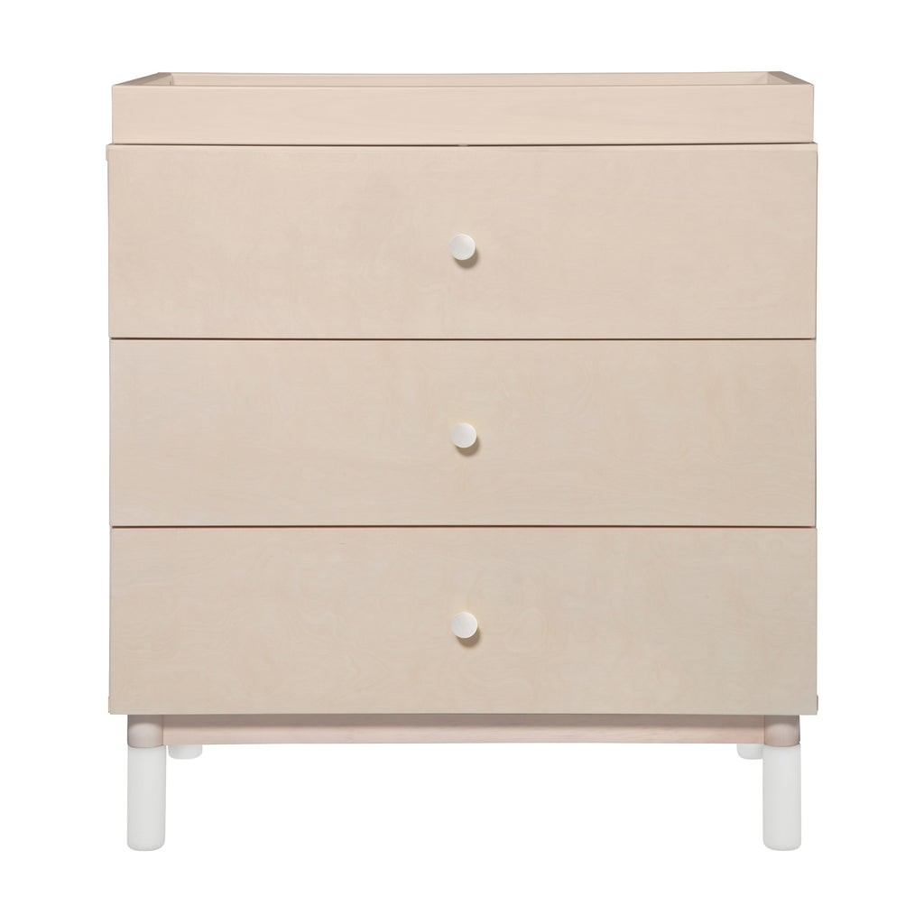 M12923NXW,Babyletto,Gelato 3-Drawer Changer Dresser  White Feet w/Removable Changing Tray in Washed Natural