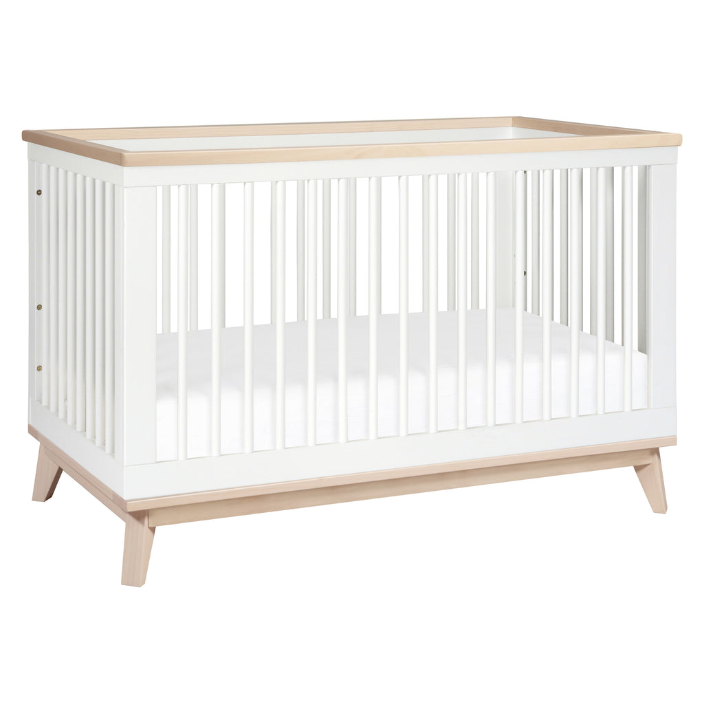 M5801WNX,Babyletto,Scoot 3-in-1 Convertible Crib w/ToddlerBedConversion Kit in White/WashedNatural