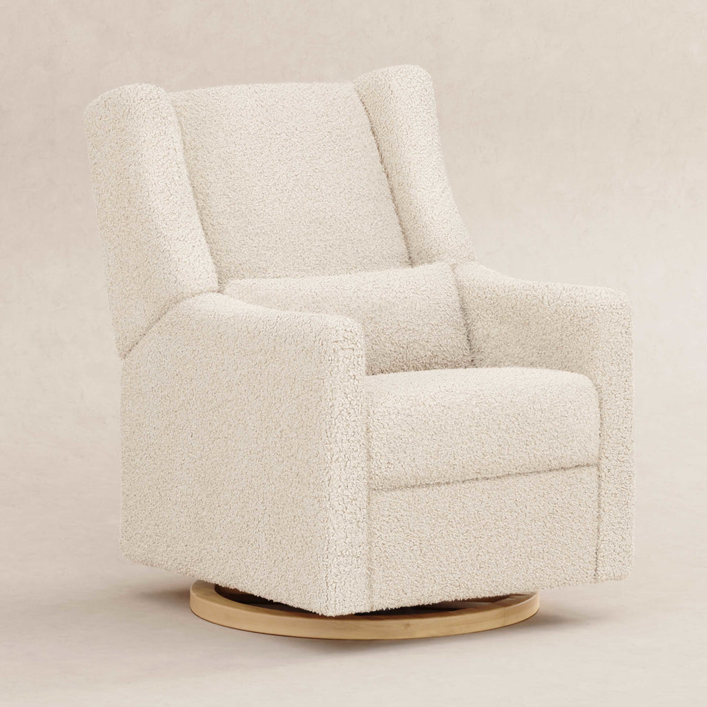 M11288ATLB,Kiwi Glider Recliner w/ Electronic Control and USB in Almond Teddy Loop w/ Light Wood Base