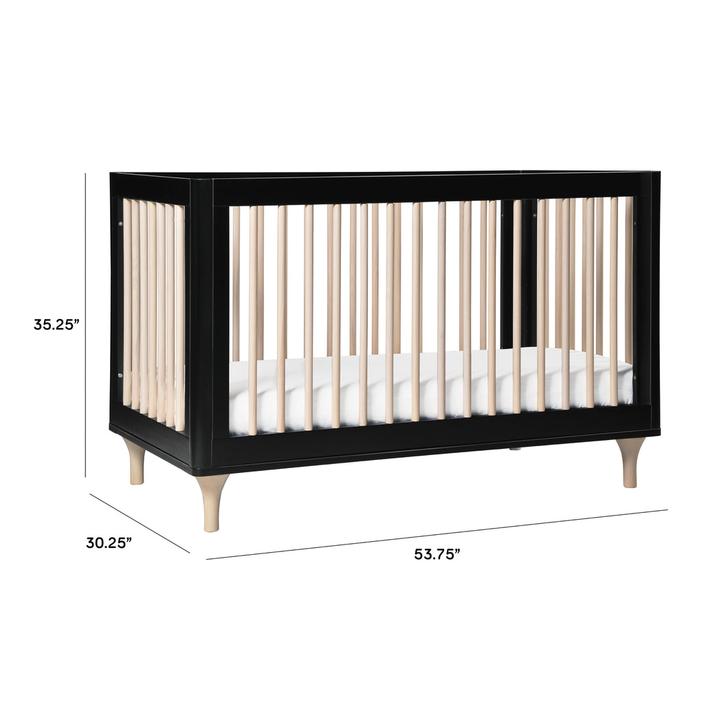 M9001BNX,Babyletto,Lolly 3-in-1 Convertible Crib w/Toddler Bed Conversion in Black/WashedNatural