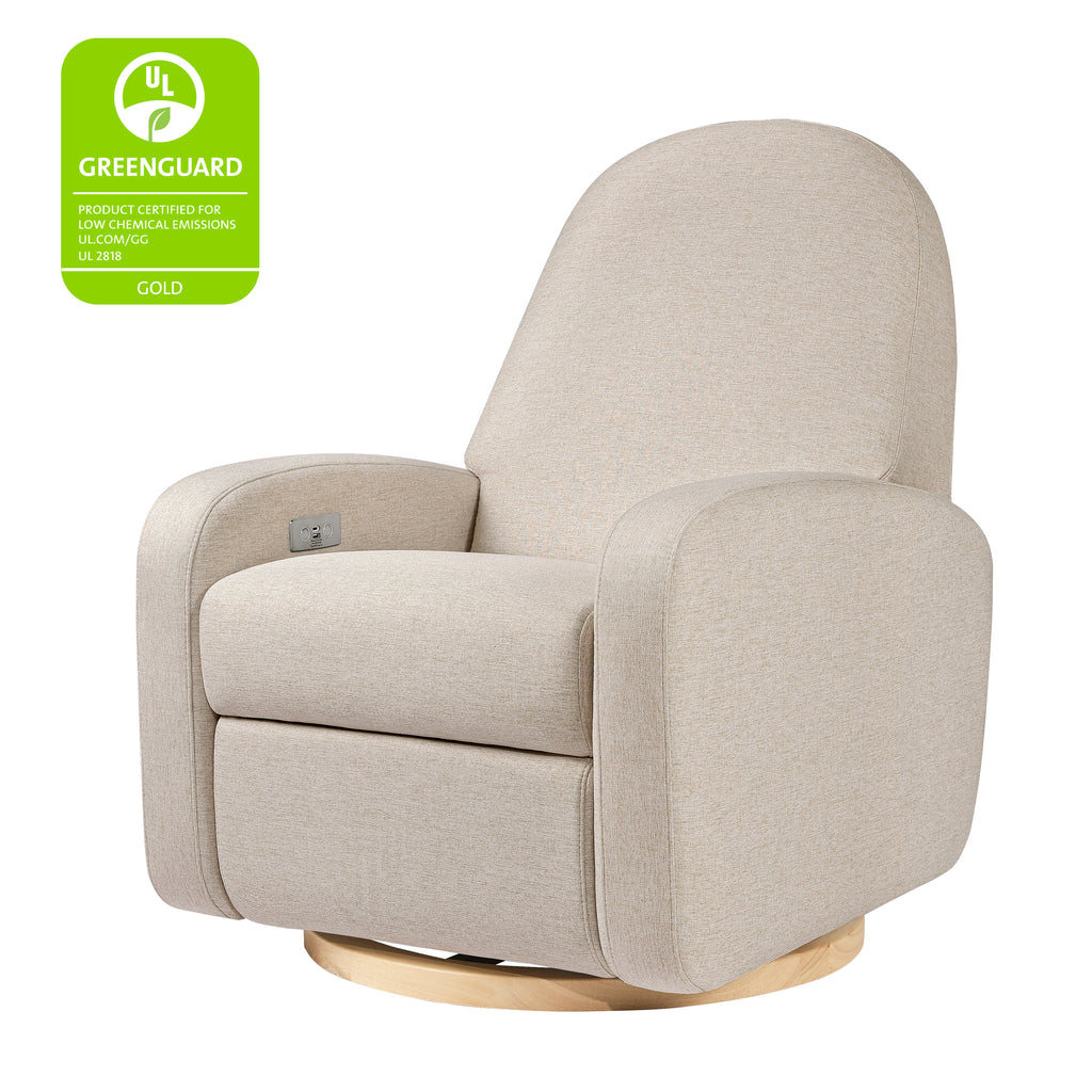 M23188PBEWLB,Babyletto,Nami Glider Recliner w/ Electronic Control and USB in Performance Beach Eco-Weave w/ Light Wood Base