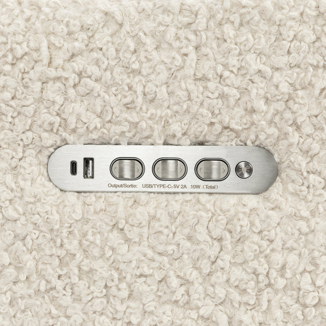 M23082ATLB,Babyletto,Sigi Pro Power Glider Recliner w/ Power Lumbar in Almond Teddy Loop w/Light Wood Base